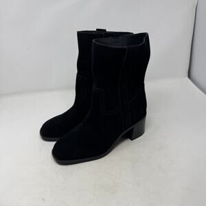 Steve‎ Madden Black Suede Romney Mid Heel Boots Women’s 7.5